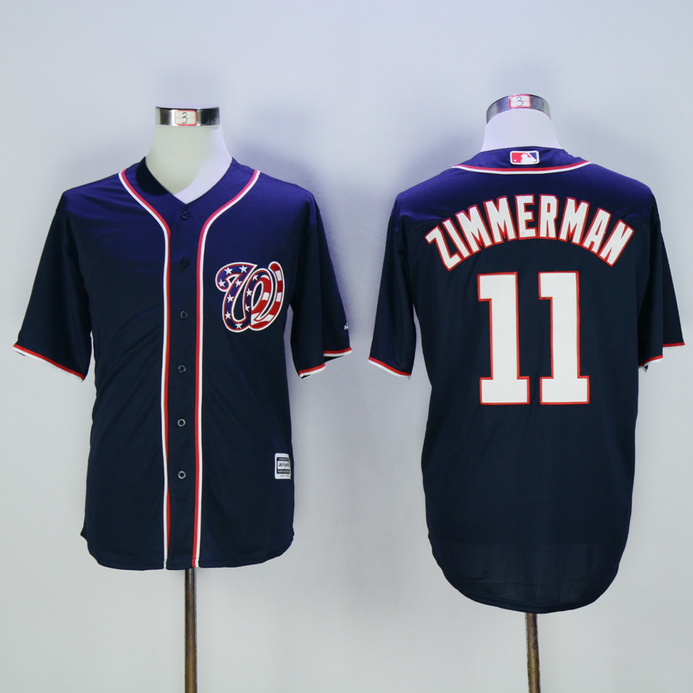 Men Washington Nationals 11 Zimmerman Blue MLB Jerseys